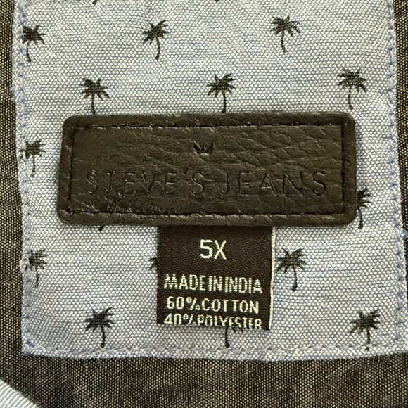 Steve's Jeans Blue Button Up Shirt with Palm Tree Print Size 5x - Picture 5 of 9